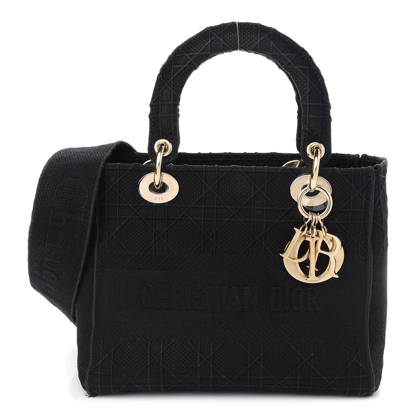 Canvas Embroidered Cannage Medium Lady D-Lite Black