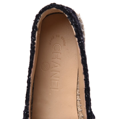 Chanel Metallic Tweed Lambskin CC Espadrilles 36 Black Silver 6 of 10