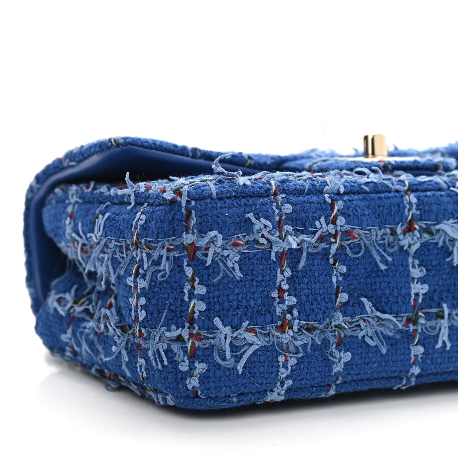 Chanel Tweed Quilted Mini Rectangular Flap Blue Multicolor 9 of 10
