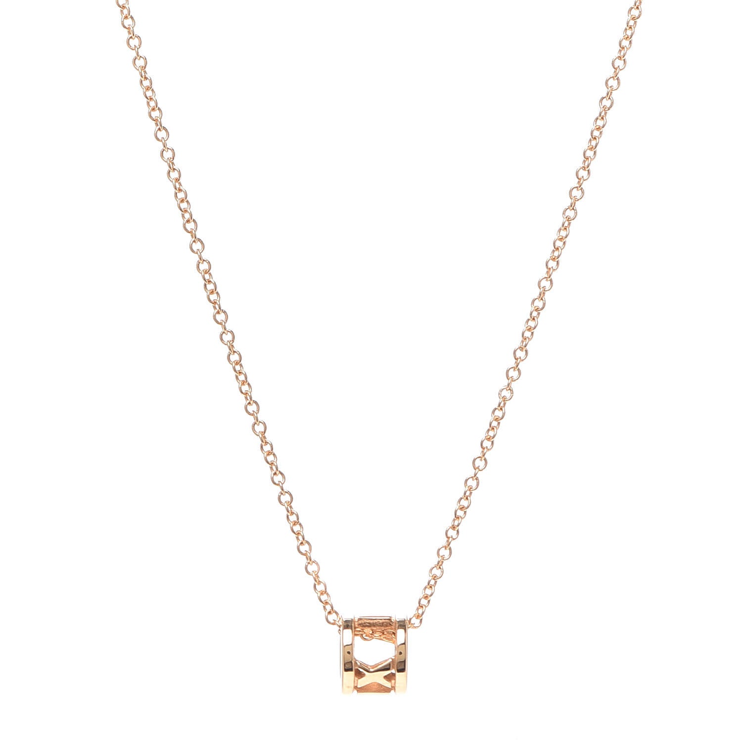 Tiffany 18K Rose Gold Atlas Open Pendant Necklace 1 of 5