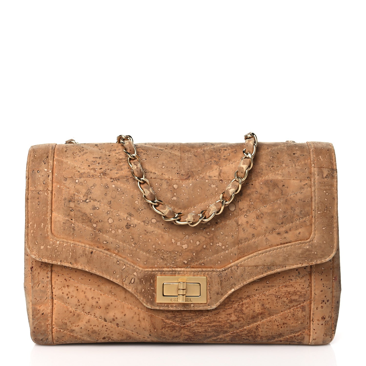 Chanel Cork Chevron Quilted Small Mademoiselle Flap Beige 1 of 16