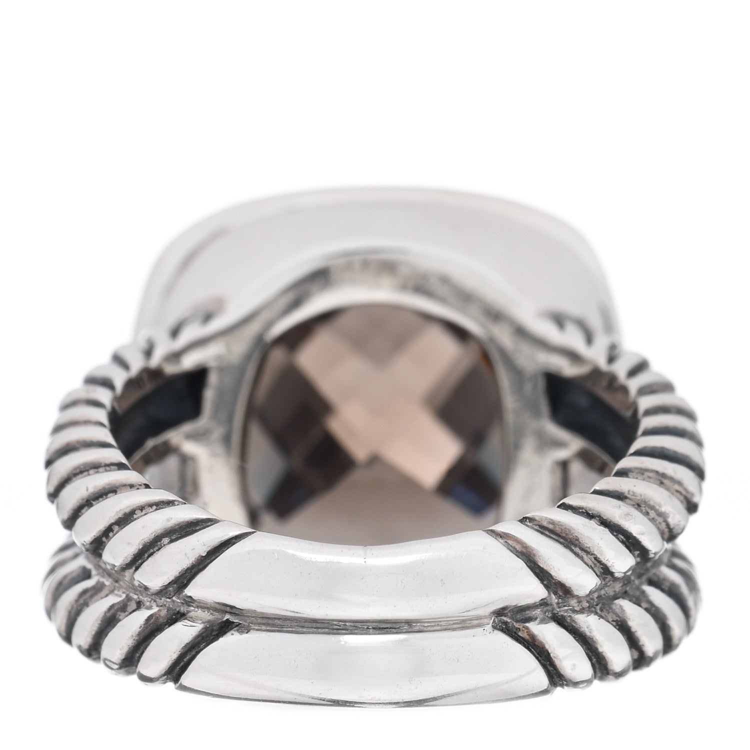 David Yurman Sterling Silver Diamond Smoky Quartz 11mm Albion Ring 49 5 3 of 4