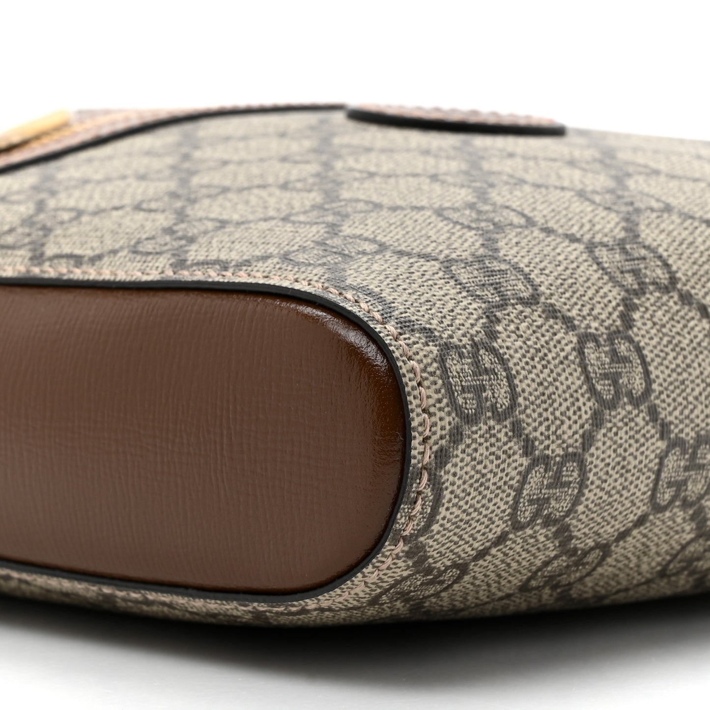 GG Supreme Monogram Azalea Calfskin Retro Interlocking G Flat Messenger Bag Beige Ebony Brown Sugar