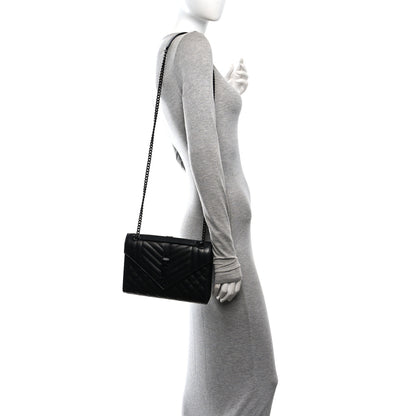 Saint Laurent Grain De Poudre Textured Mixed Matelasse Triquilt Medium Monogram Monochrome Satchel Black 2 of 12