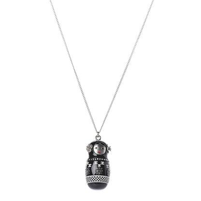 Chanel Resin Matryoshka Russian Doll Necklace Black 1 of 4