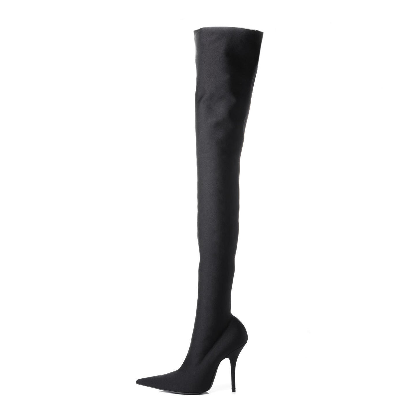 Spandex Pointed Toe Knife Thigh High Boots 38 Black