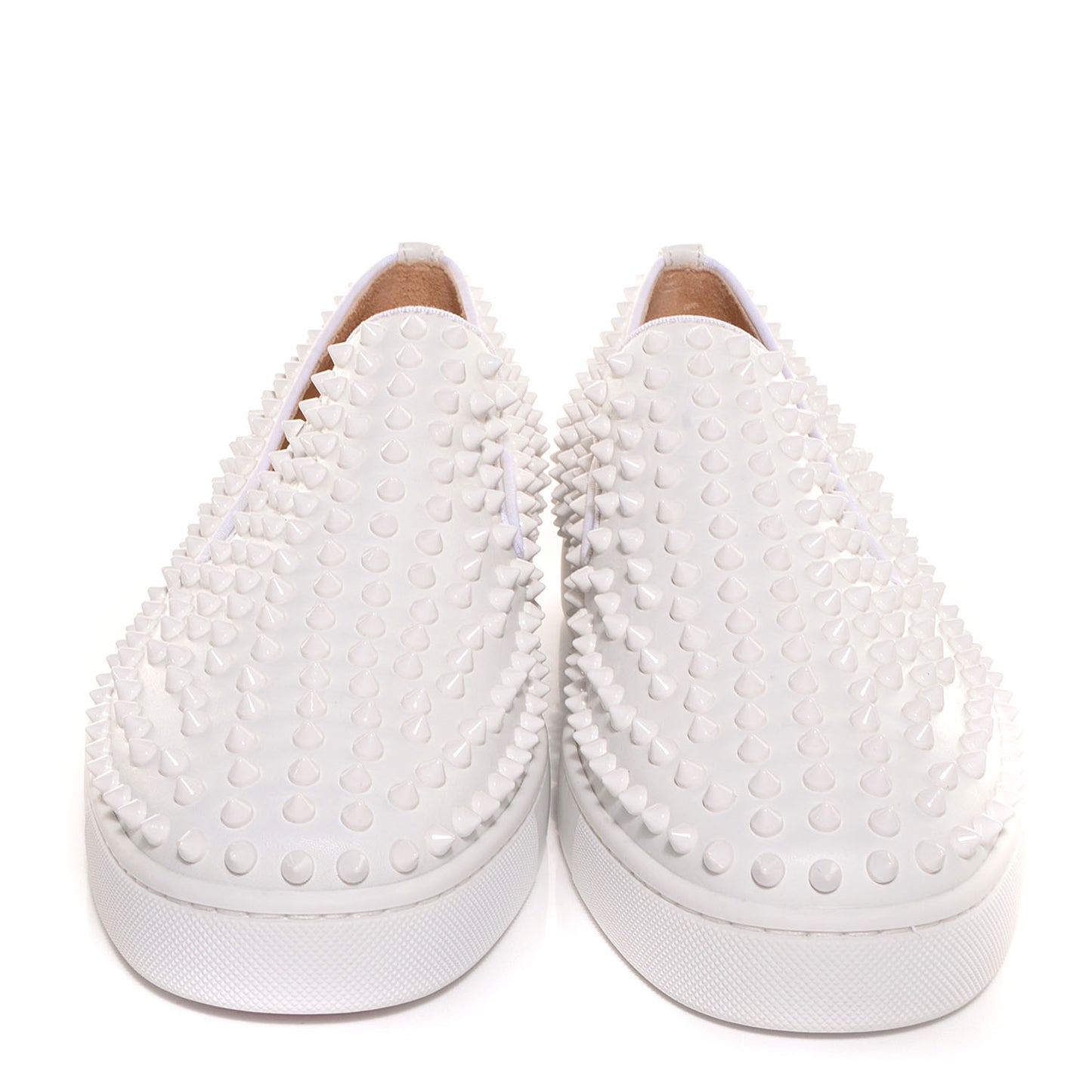 Mens Calfskin Spikes Roller Boat Flat 45.5 White