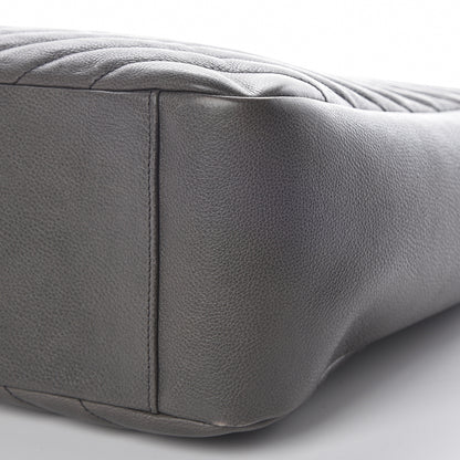 Saint Laurent Sheepskin Matelasse Chevron Large Monogram Shopping Bag Light Coal 5 of 22