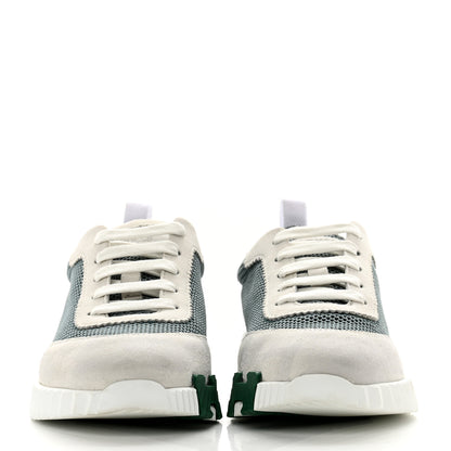 Hermes Air Mesh Suede Goatskin Bouncing Sneakers 35 Vert D'eau White 2 of 9