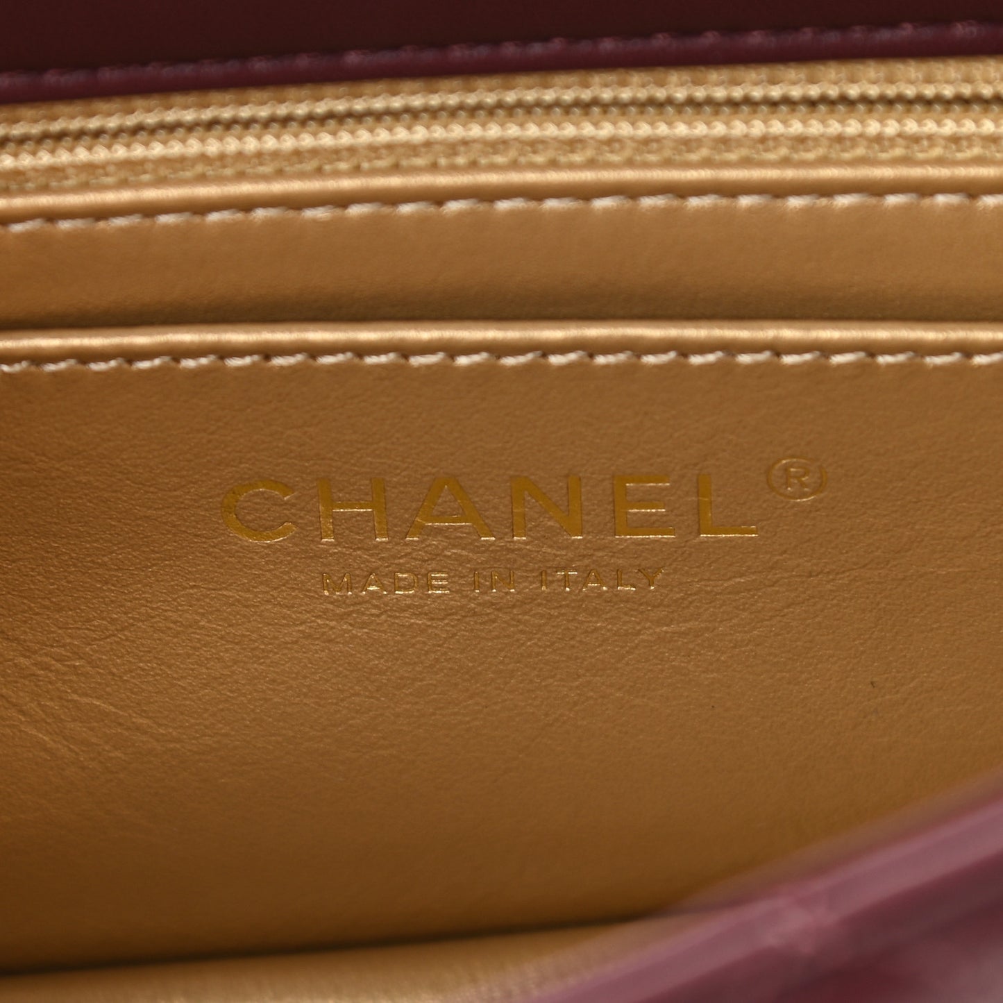 Lambskin Quilted Mini Rectangular Pearl Crush Flap Burgundy