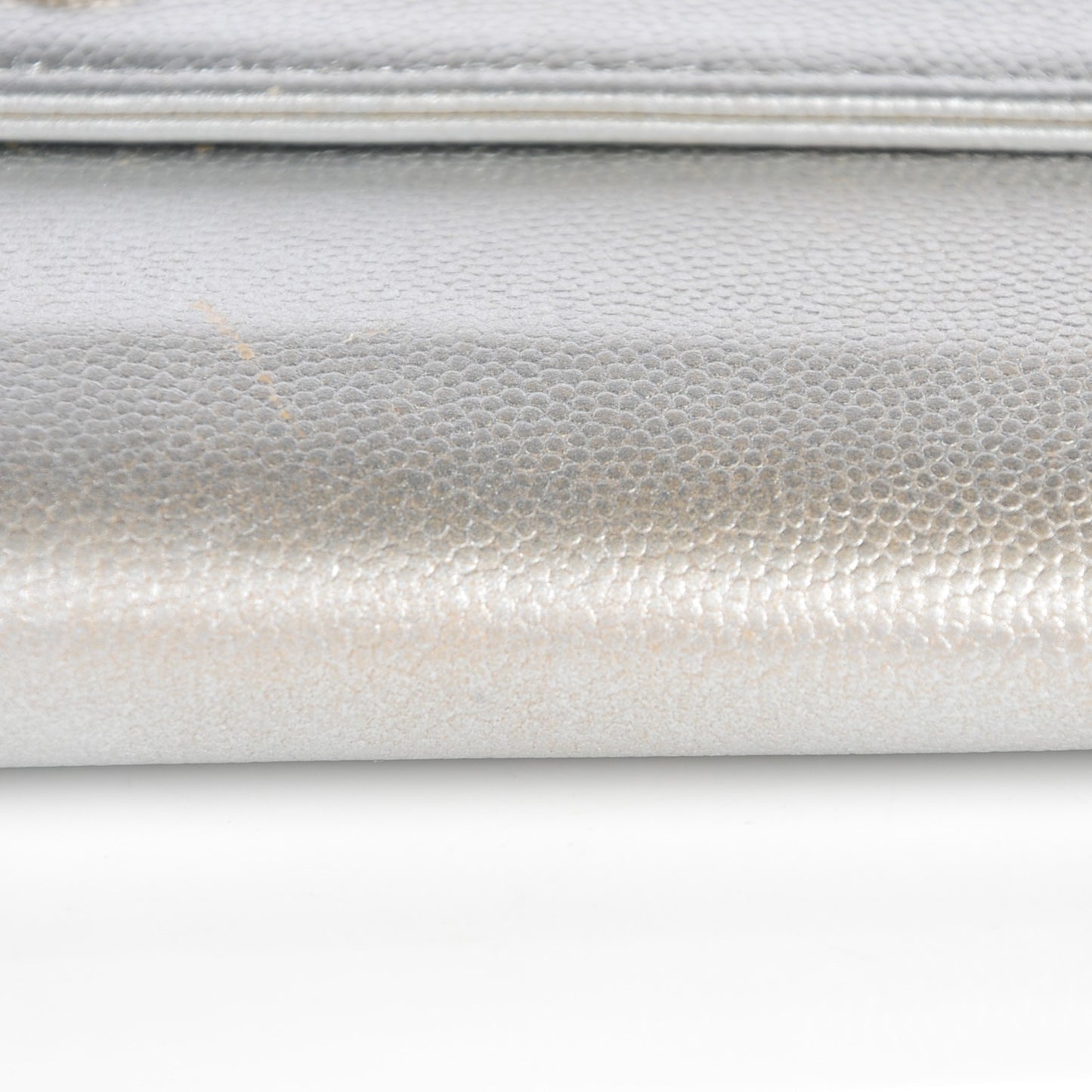 Metallic Caviar Sevruga Long Flap Wallet Silver