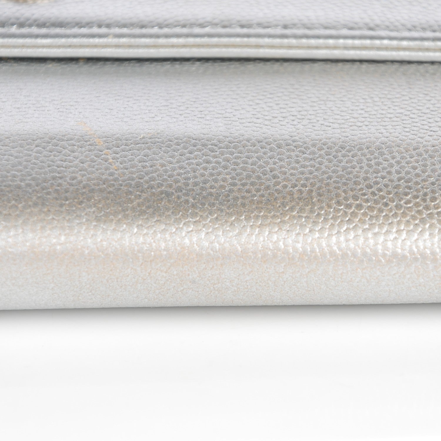 Chanel Metallic Caviar Sevruga Long Flap Wallet Silver 4 of 13