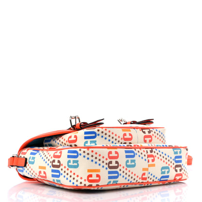 Gucci Coated Canvas Logo Star Print Childrens Messenger Bag Beige Multicolor Vibrant Orange 4 of 9