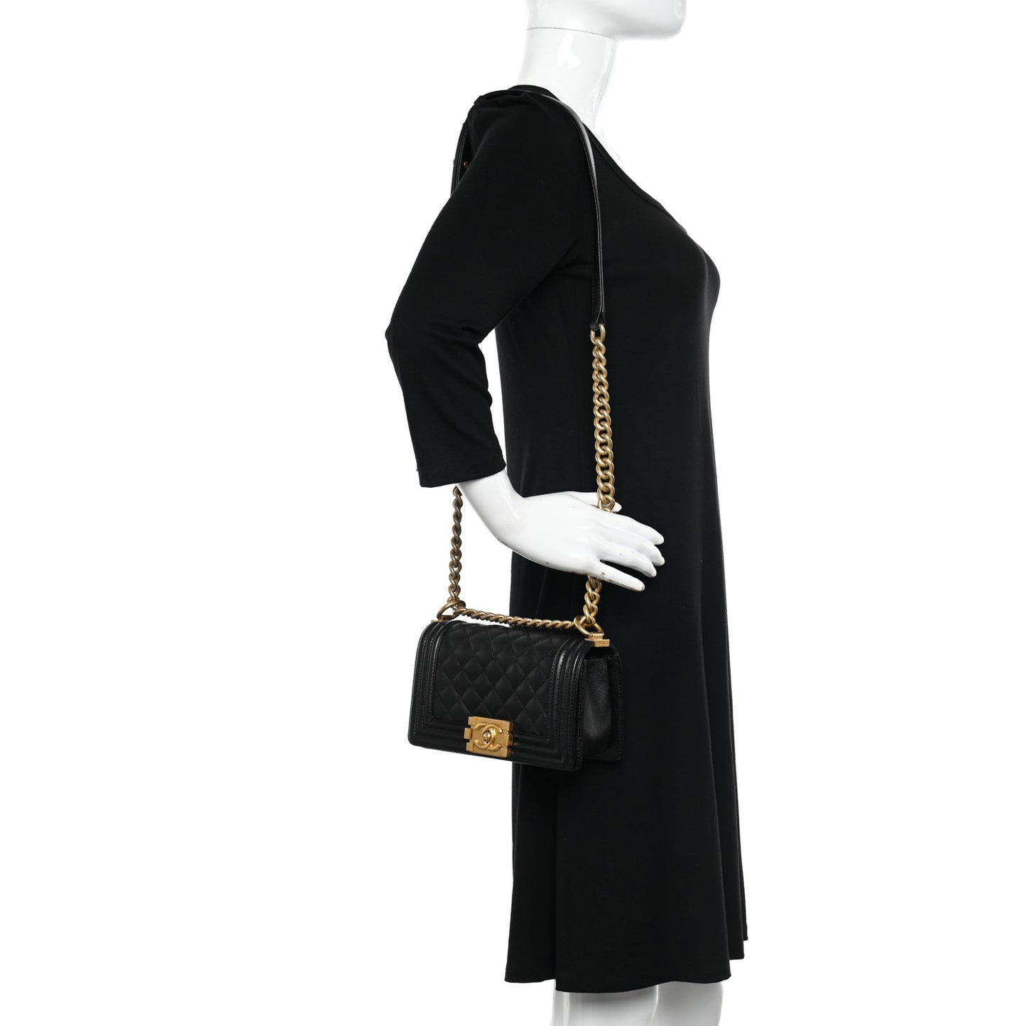 Caviar Quilted Small Boy Flap Black