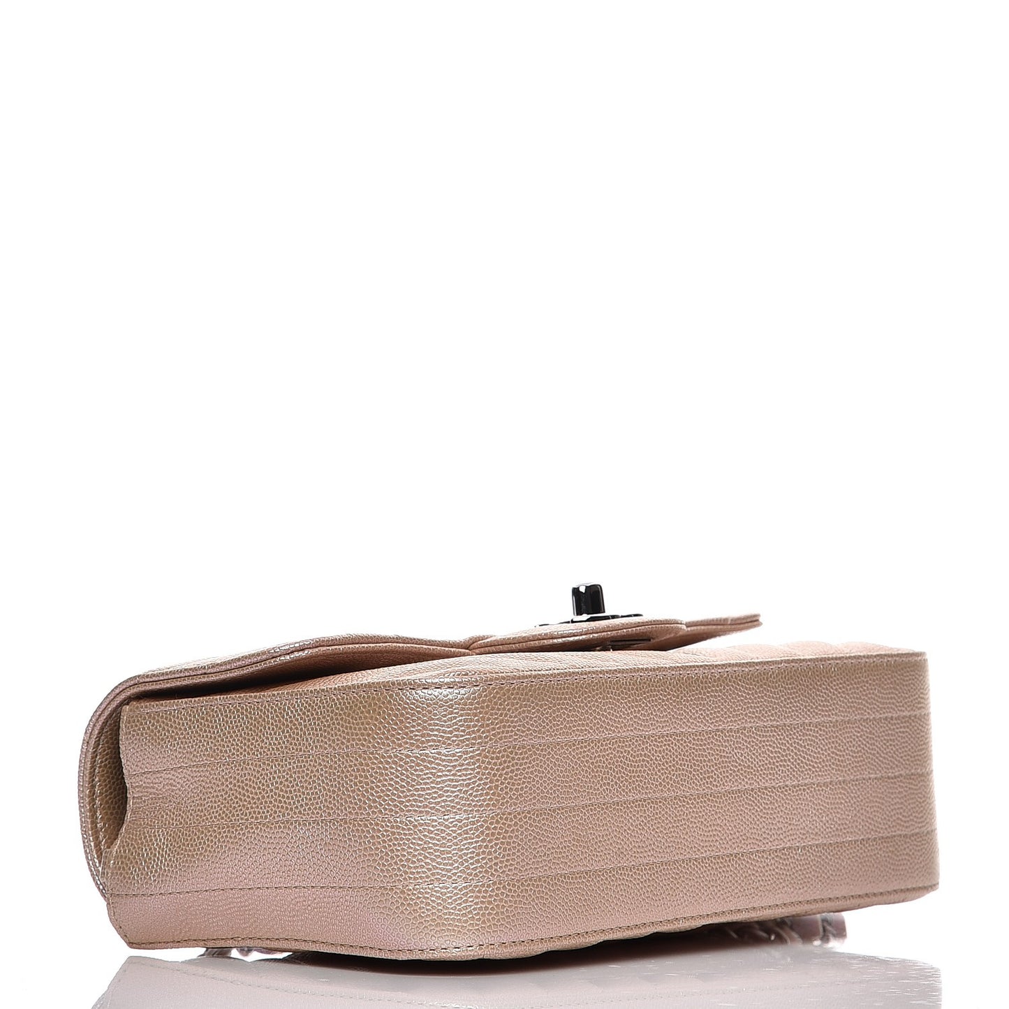 Iridescent Caviar Chevron Quilted Mini Rectangular Flap Light Gold