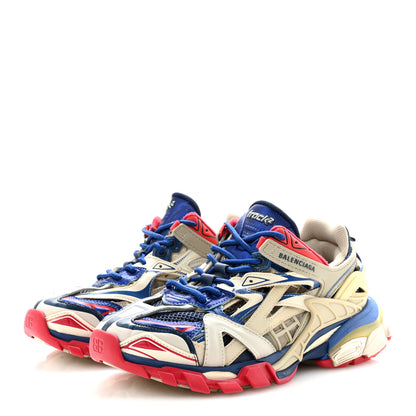 Balenciaga Rubber Mesh Bi-Color Womens Track.2 Open Sneakers 39 Beige Blue Red 7 of 20