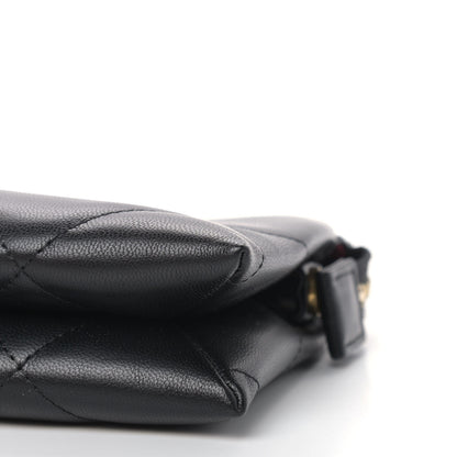 Chanel Shiny Goatskin Quilted Small Chanel 19 Pouch With Handle Black 9 of 9