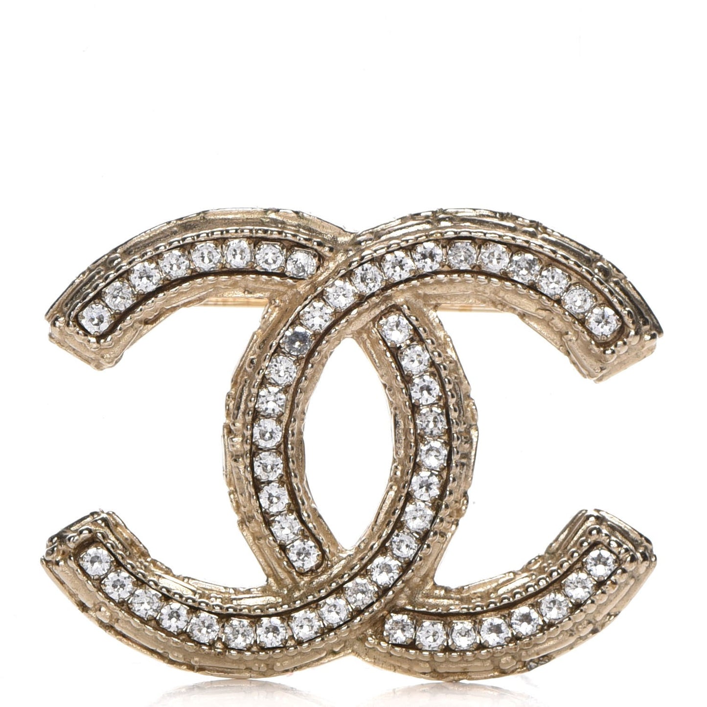 Crystal CC Brooch Light Gold