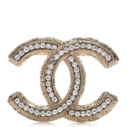 Chanel Crystal CC Brooch Light Gold 1 of 5