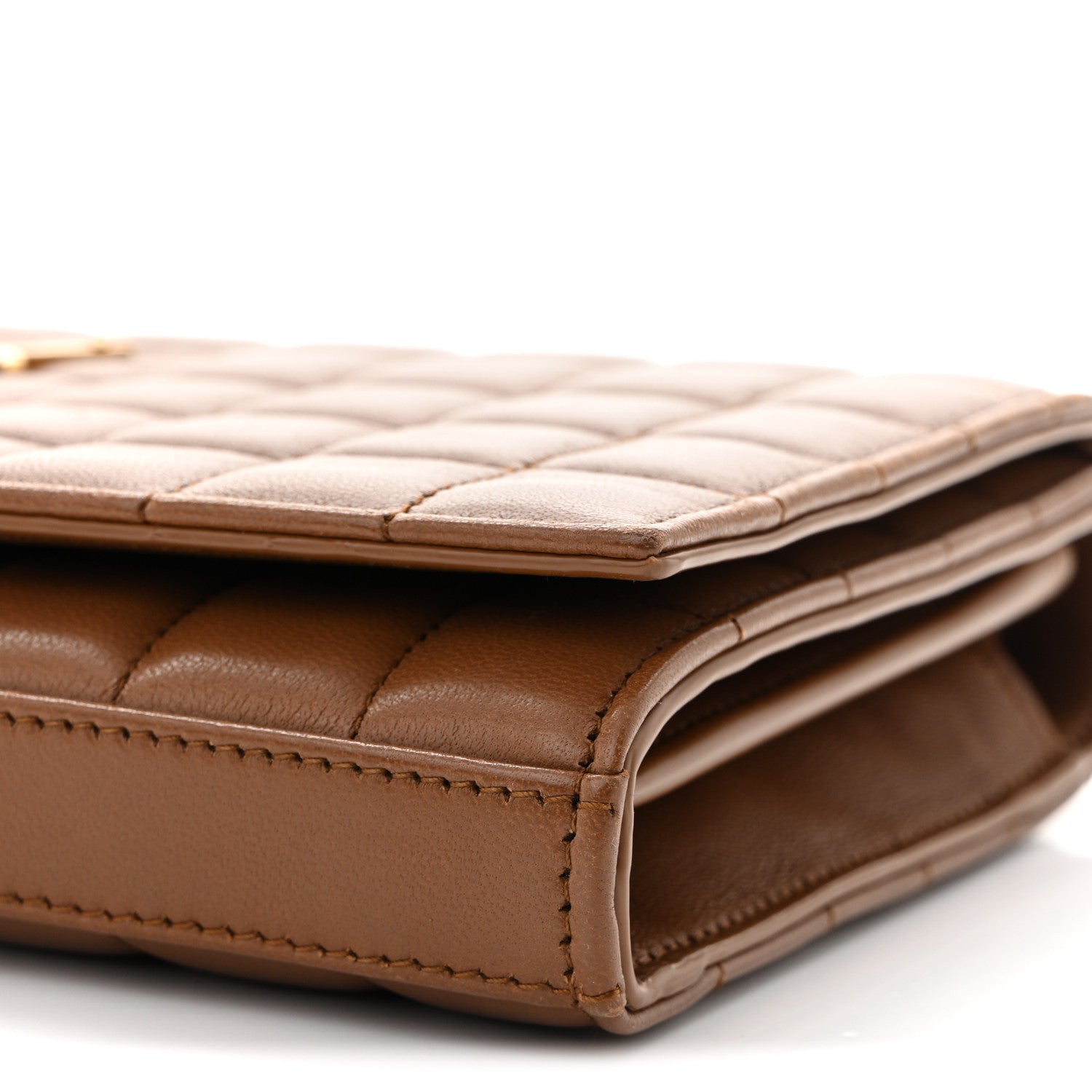 Saint Laurent Lambskin Carre Quilted Cassandre Chain Wallet Fox 10 of 11