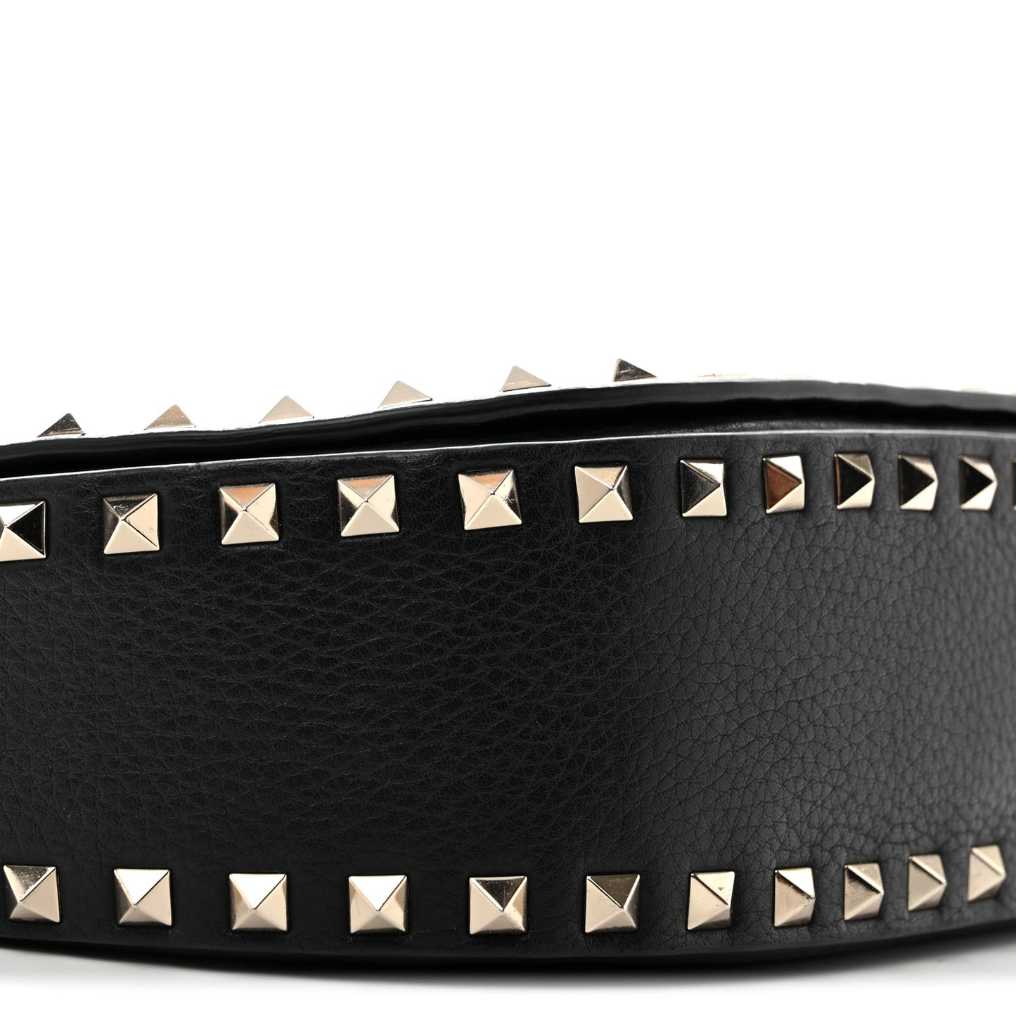 Grained Calfskin Rockstud Saddle Bag Black