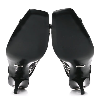 Gucci Tela Retino Kid Scamosciato Crystal GG Monogram Square G 95mm Slide Sandals 38 Black 5 of 10