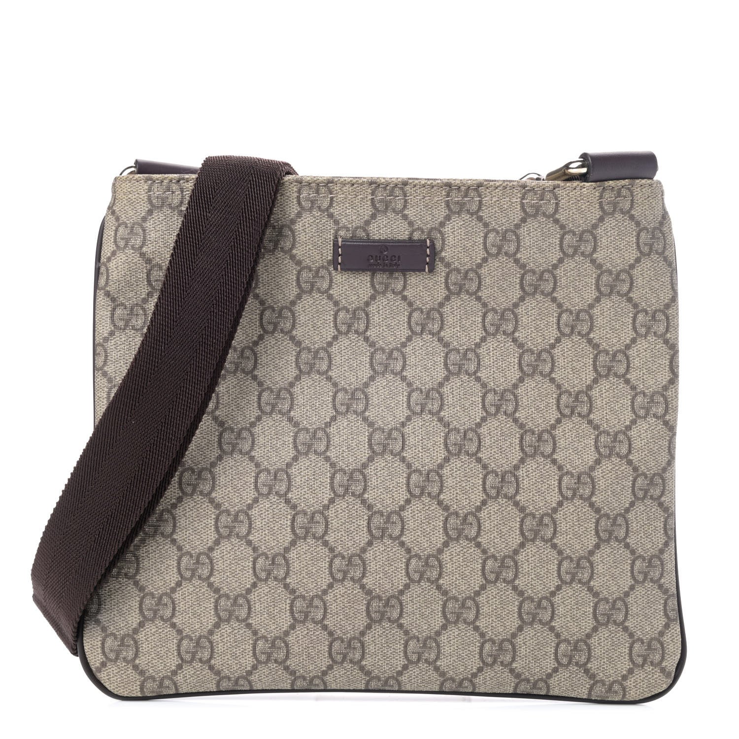 Gucci GG Supreme Monogram Small Flat Messenger Bag Dark Brown 1 of 6