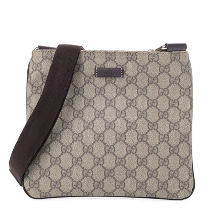 Gucci GG Supreme Monogram Small Flat Messenger Bag Dark Brown 1 of 6