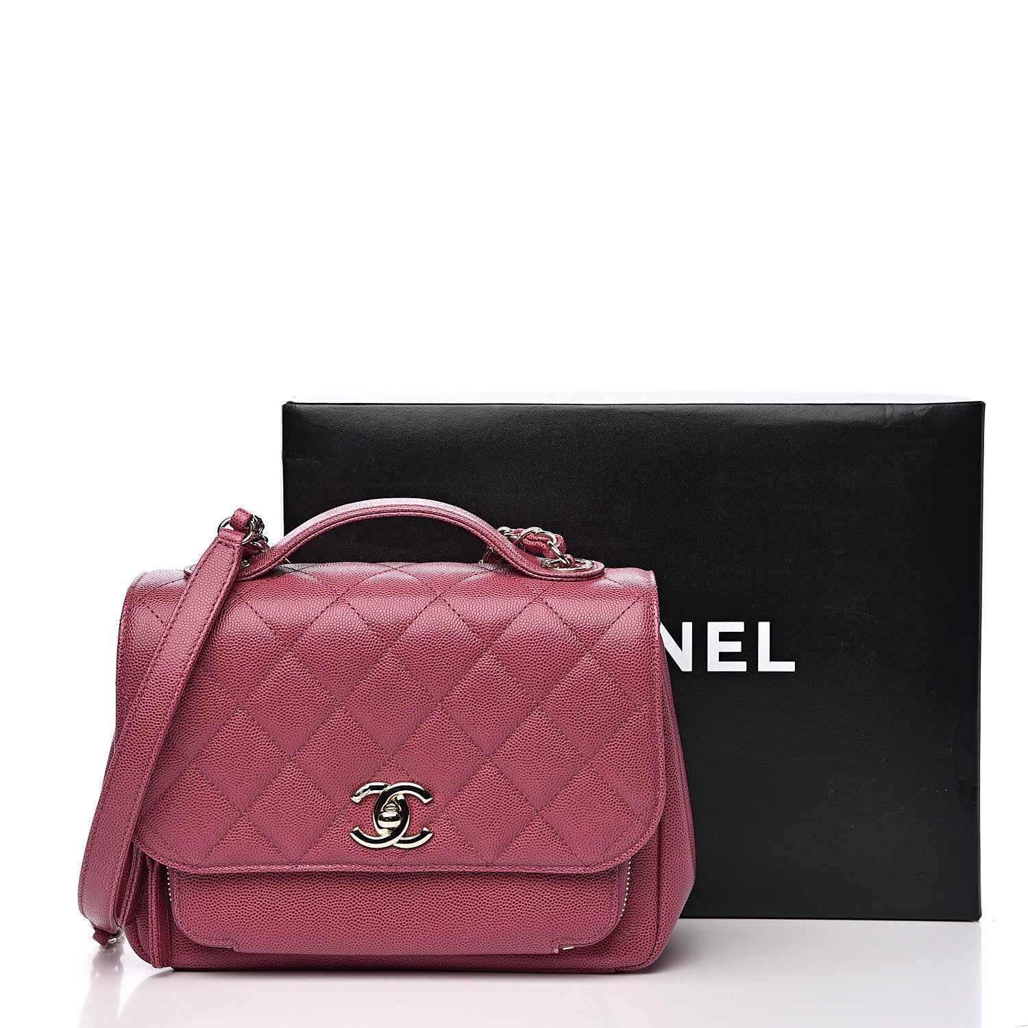 Chanel Caviar Quilted Small Business Affinity Flap Dark Pink 12 of 12
