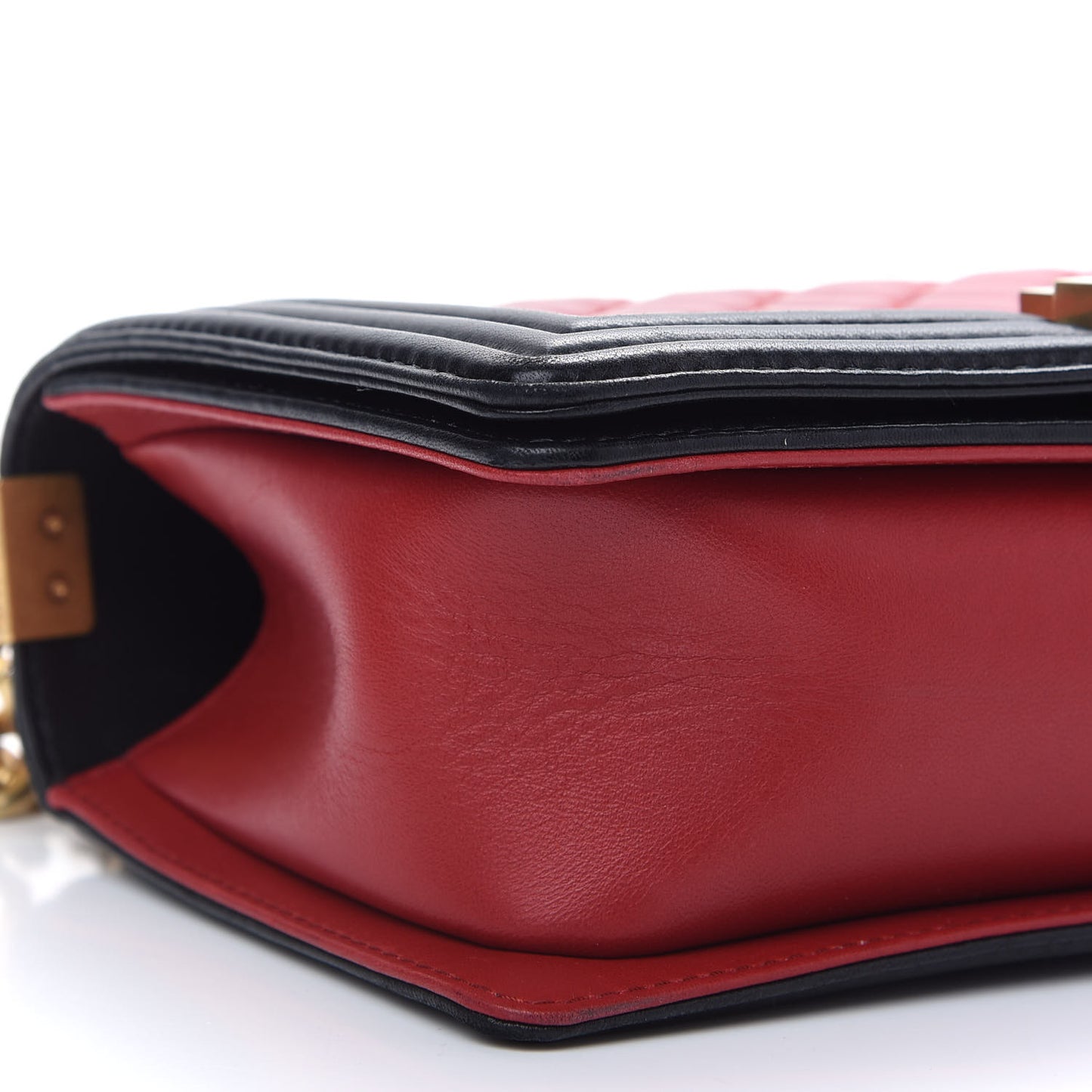 Lambskin Quilted Medium Boy Flap Dark Red Black