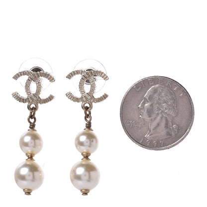 Chanel CC Pearl Drop Earrings Gold 2 of 4