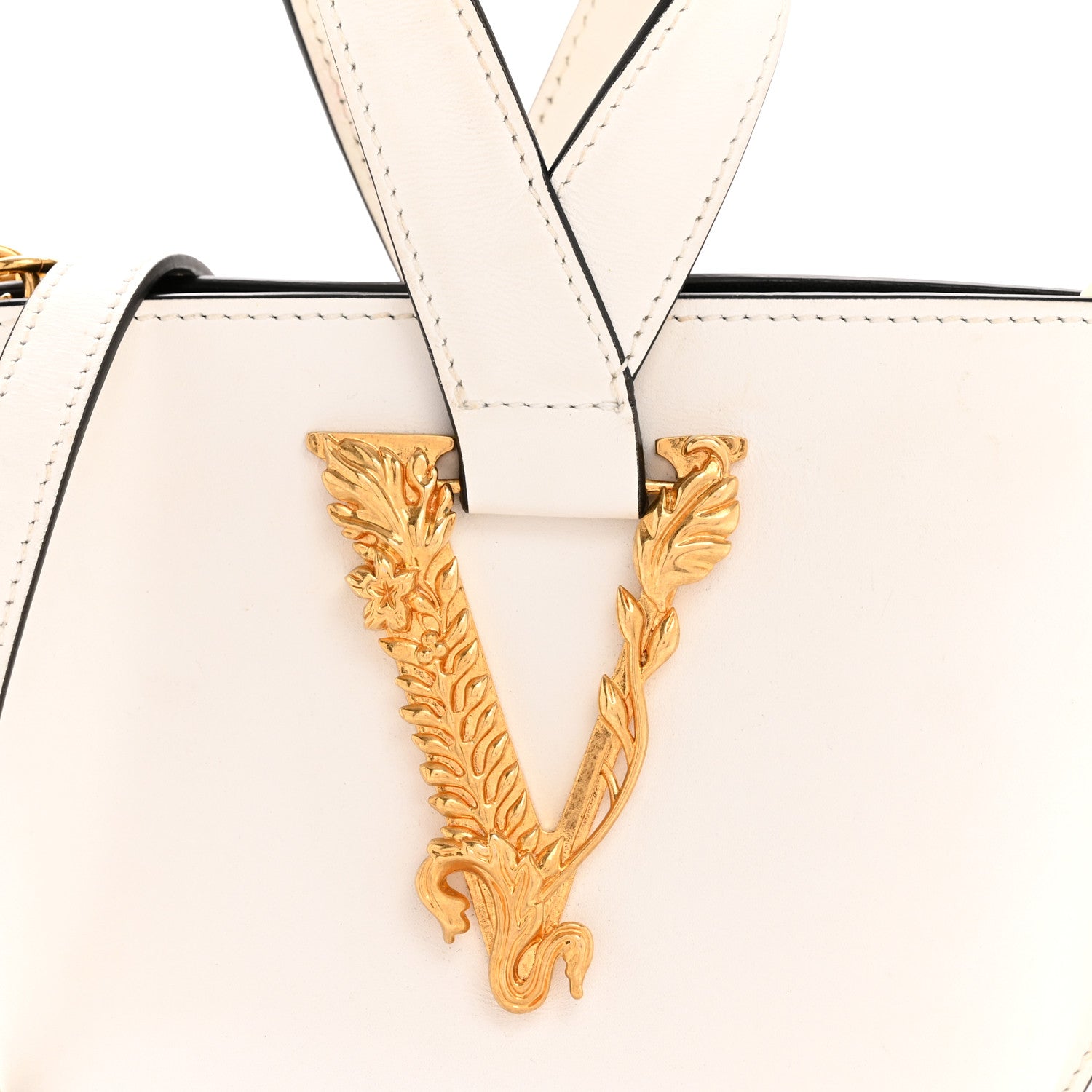 Versace Vitello Mini Virtus Bucket Bag White 7 of 13