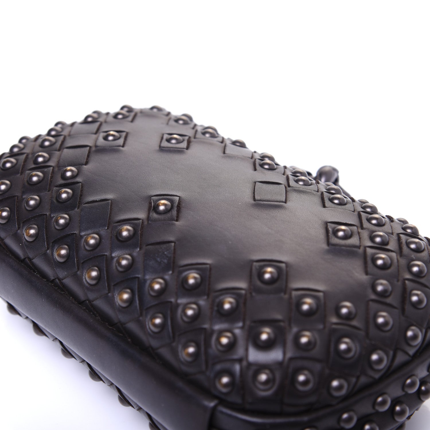 Bottega Veneta Waxy Nappa Intrecciato Knot Studded Clutch Black 13 of 13