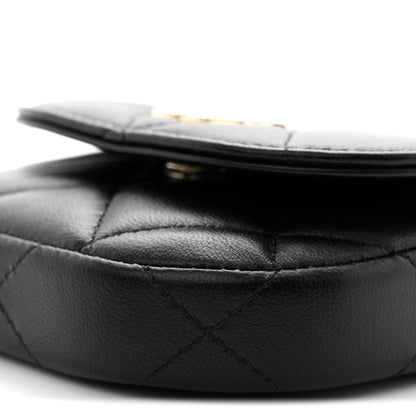 Chanel Lambskin Quilted Pearl Top Handle Clutch With Chain Black 10 of 11