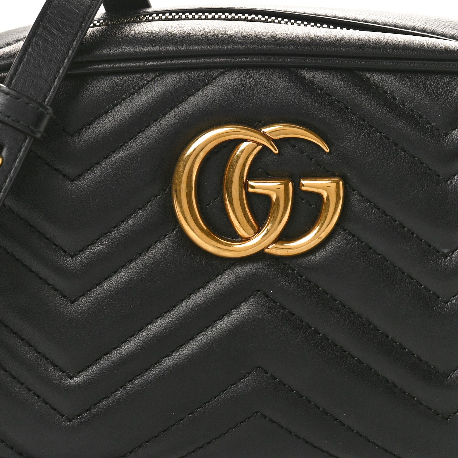 Gucci Calfskin Matelasse Small GG Marmont Chain Shoulder Bag Black 8 of 10