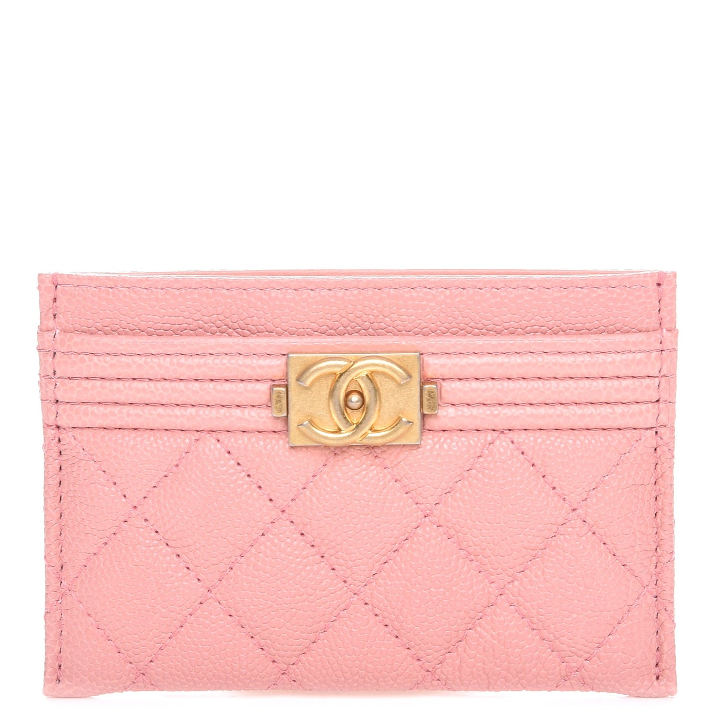 Caviar Quilted Boy Card Holder Light Pink