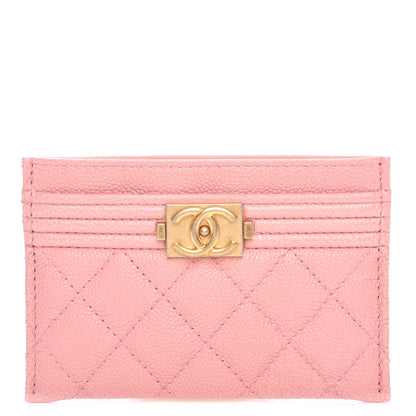 Chanel Caviar Quilted Boy Card Holder Light Pink 1 of 9