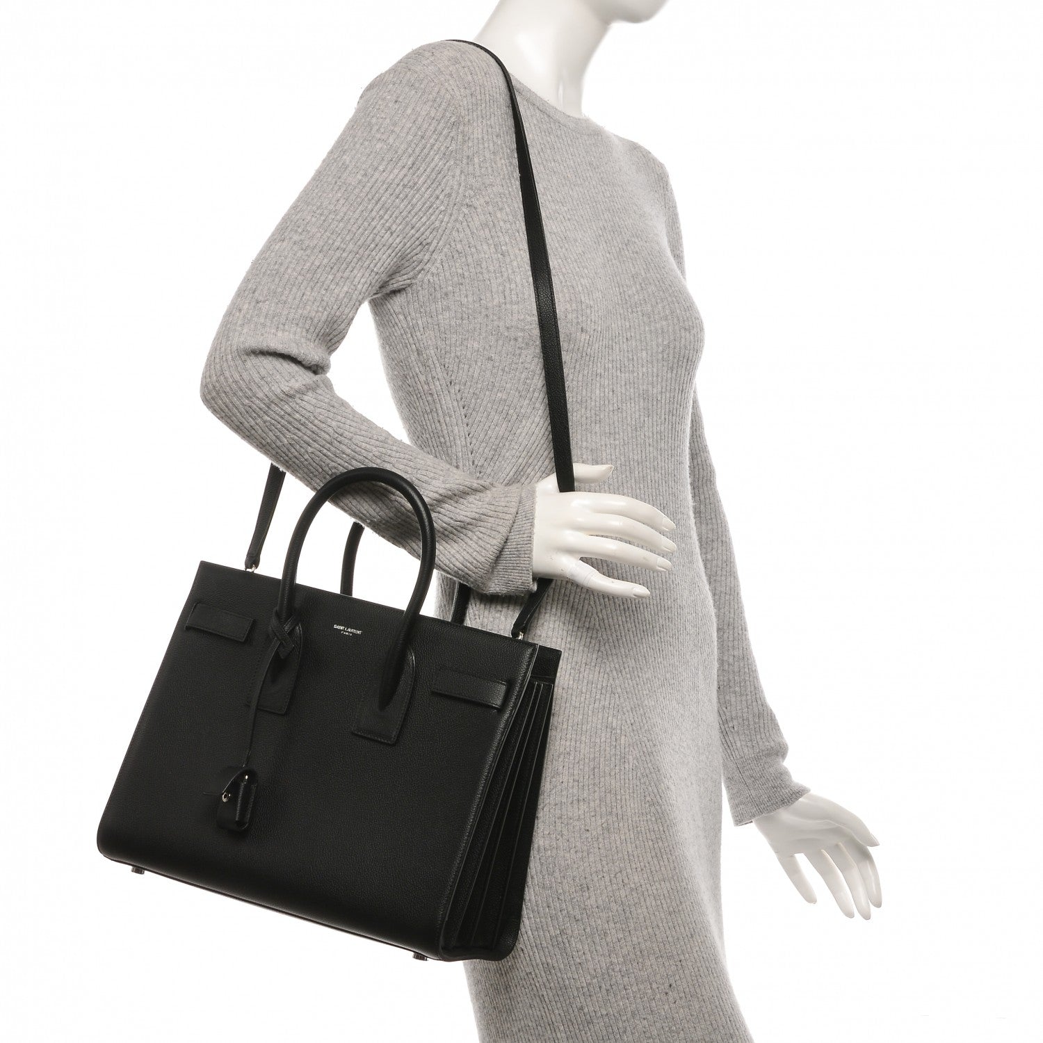 Saint Laurent Grained Calfskin Small Sac De Jour Black 2 of 7