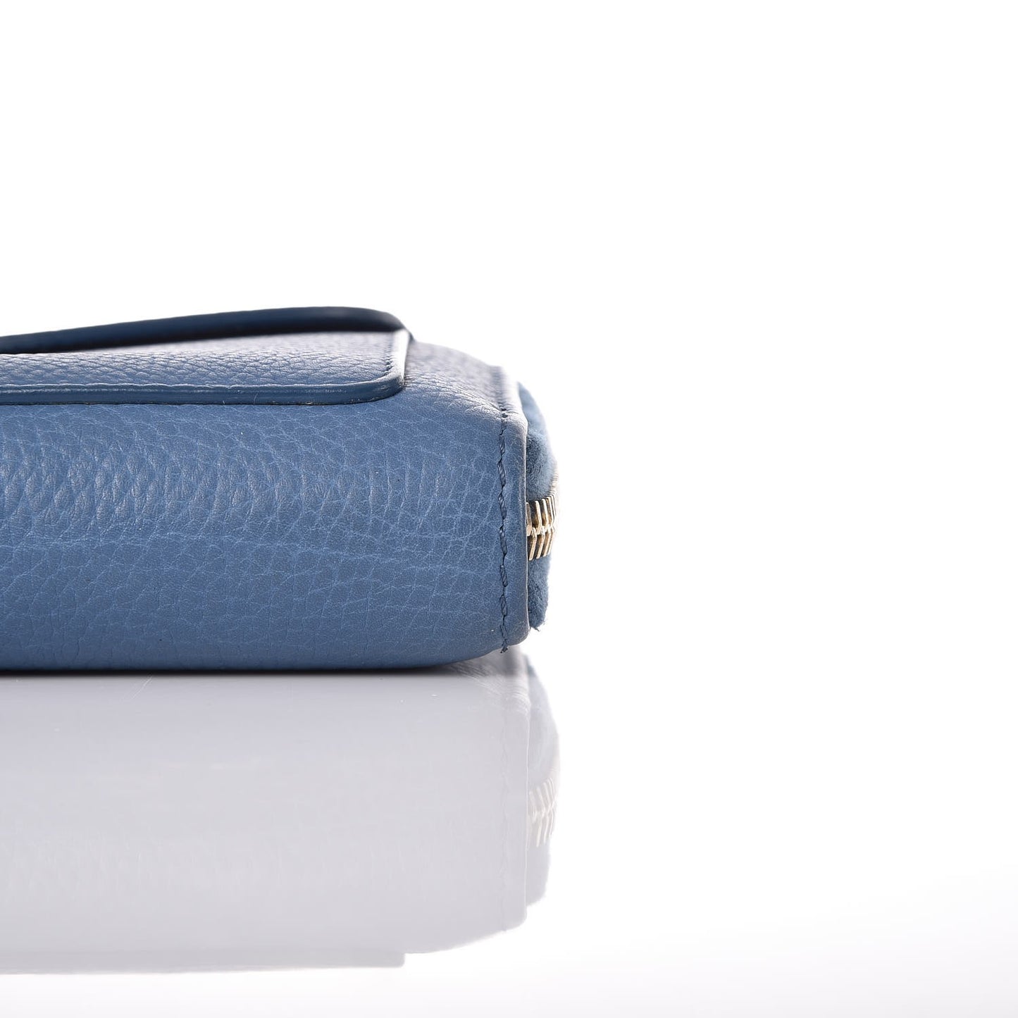 Grained Calfskin Tube Continental Zip Around Wallet Bleu