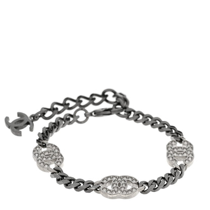 Chanel Ruthenium Crystal CC Bracelet Silver 1 of 4