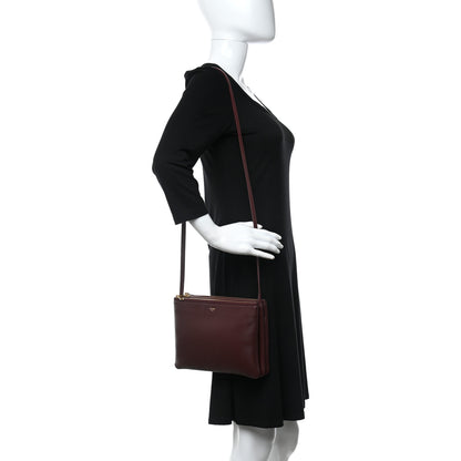 Celine Lambskin Large Trio Crossbody Bag Burgundy 2 of 9