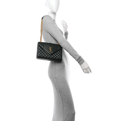 Saint Laurent Grain De Poudre Textured Mixed Matelasse Triquilt Medium Monogram Satchel Army Green 2 of 14
