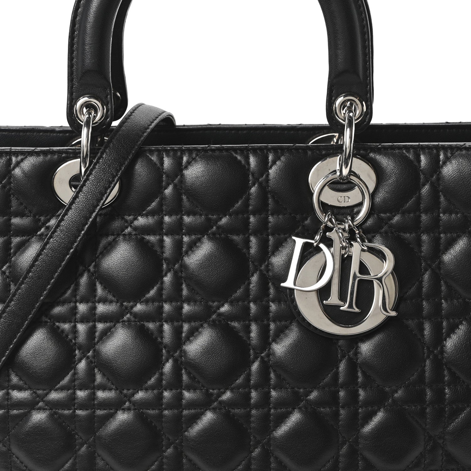 Christian Dior Lambskin Cannage Large Lady Dior Black 8 of 10