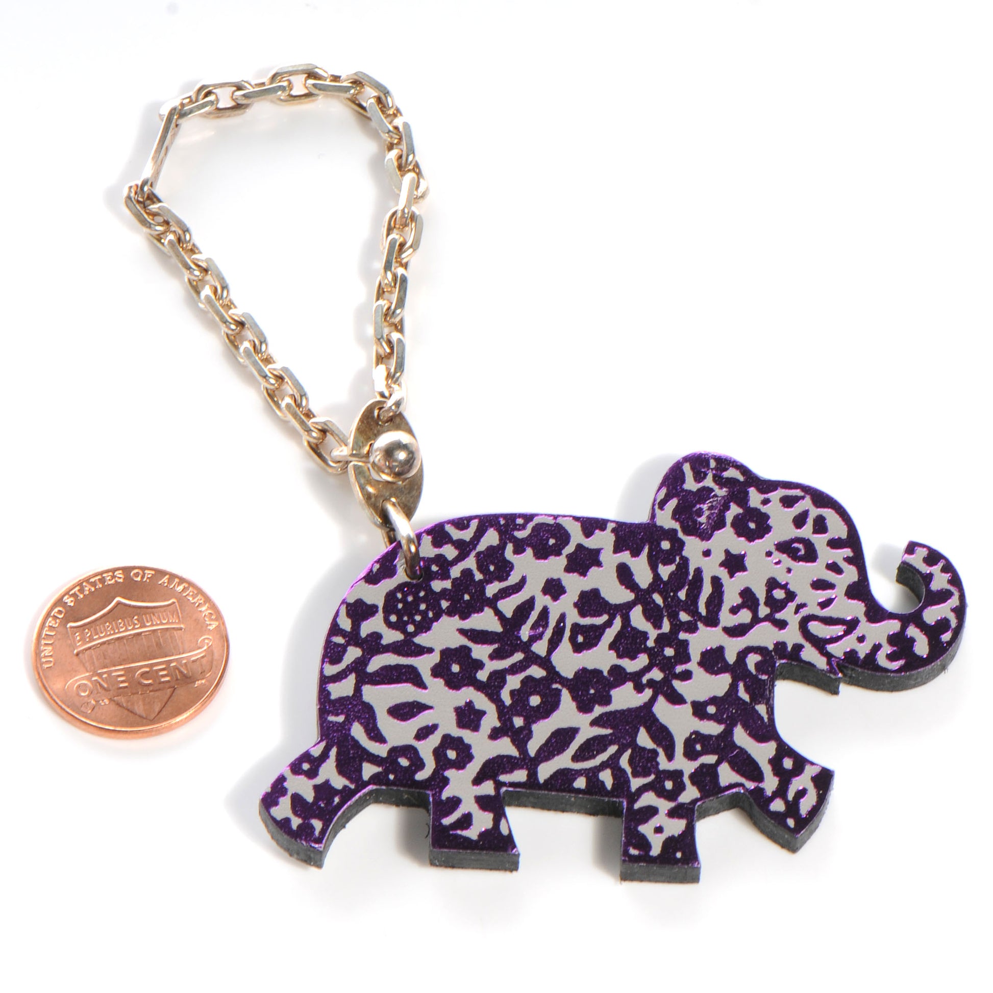 Hermes Leather Lucky Haati Elephant Key Chain Purple 2 of 5