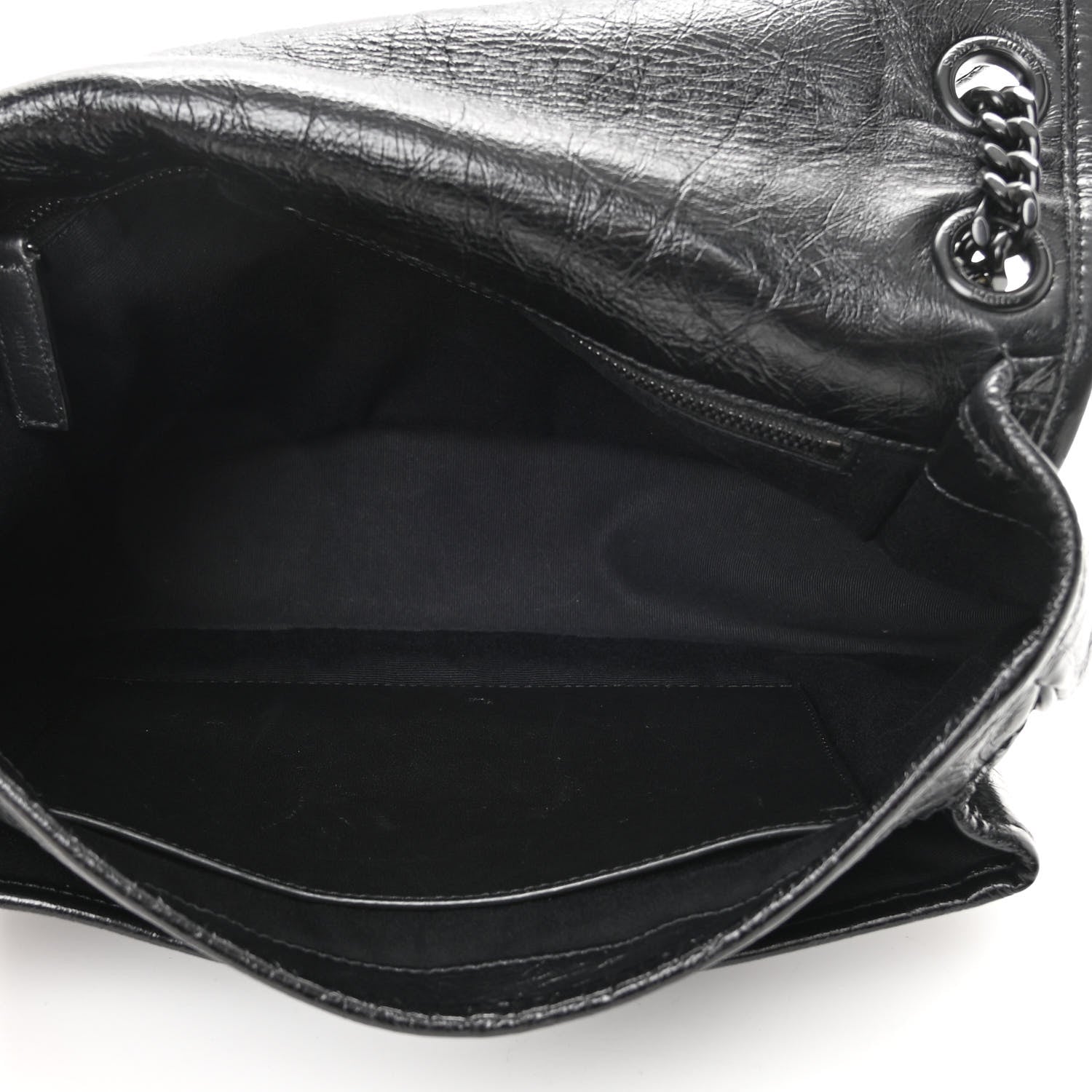 Saint Laurent Crinkled Calfskin Matelasse Monogram Medium Niki Chain Satchel Black 5 of 13