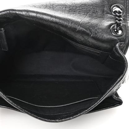 Saint Laurent Crinkled Calfskin Matelasse Monogram Medium Niki Chain Satchel Black 5 of 13