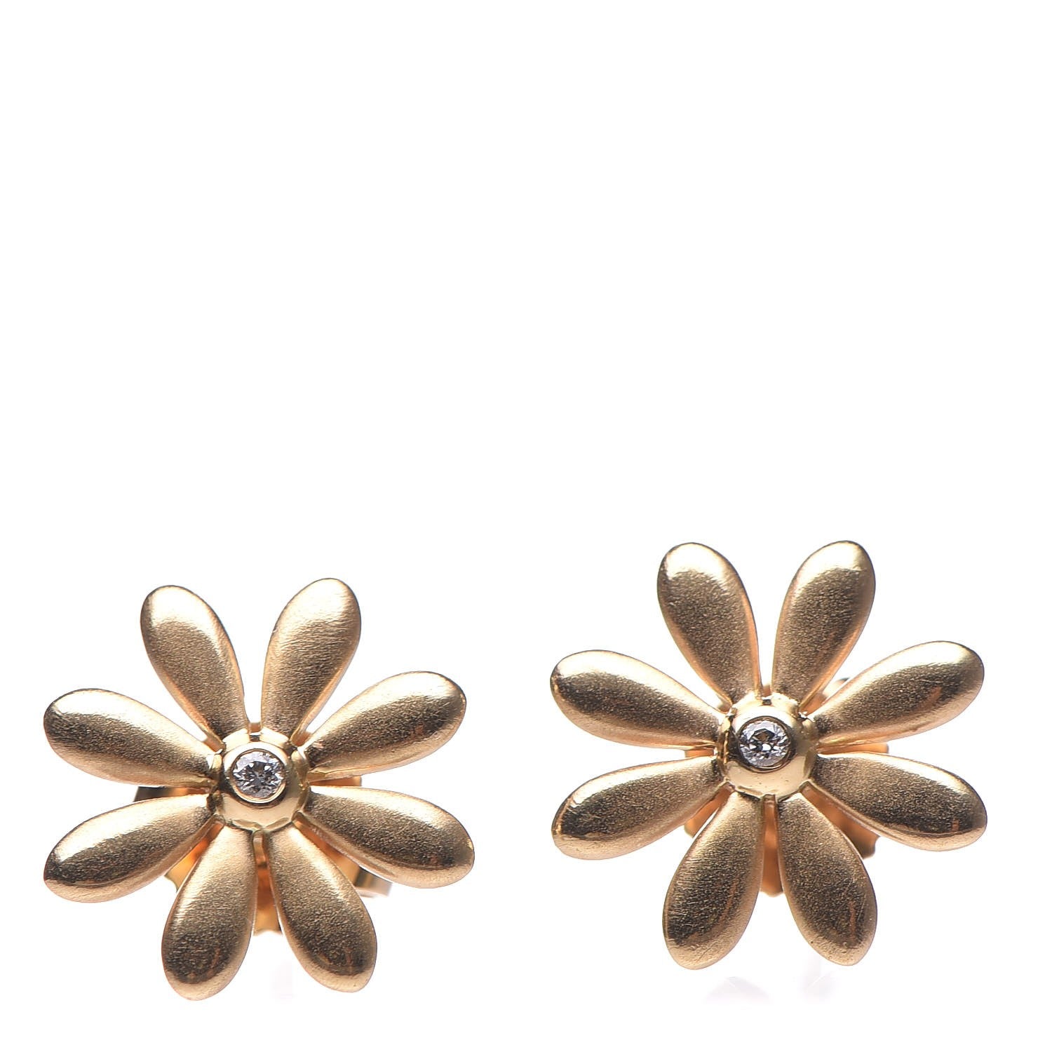 Tiffany 18K Yellow Gold Diamond Flower Earrings 1 of 4