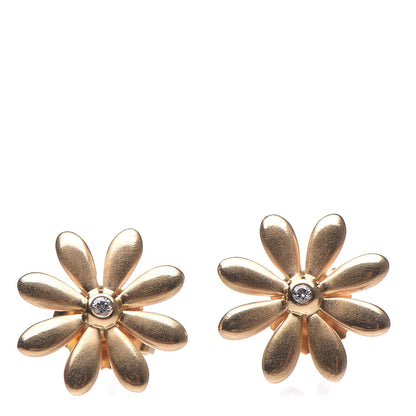 Tiffany 18K Yellow Gold Diamond Flower Earrings 1 of 4