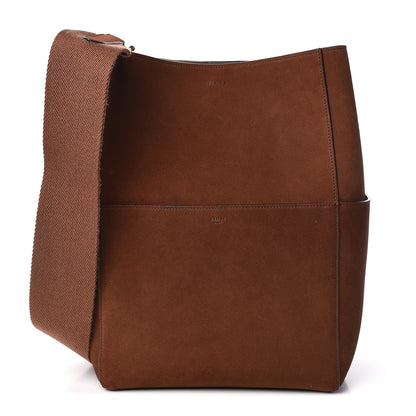 Celine Suede Calfskin Sangle Bucket Bag Chestnut 1 of 12