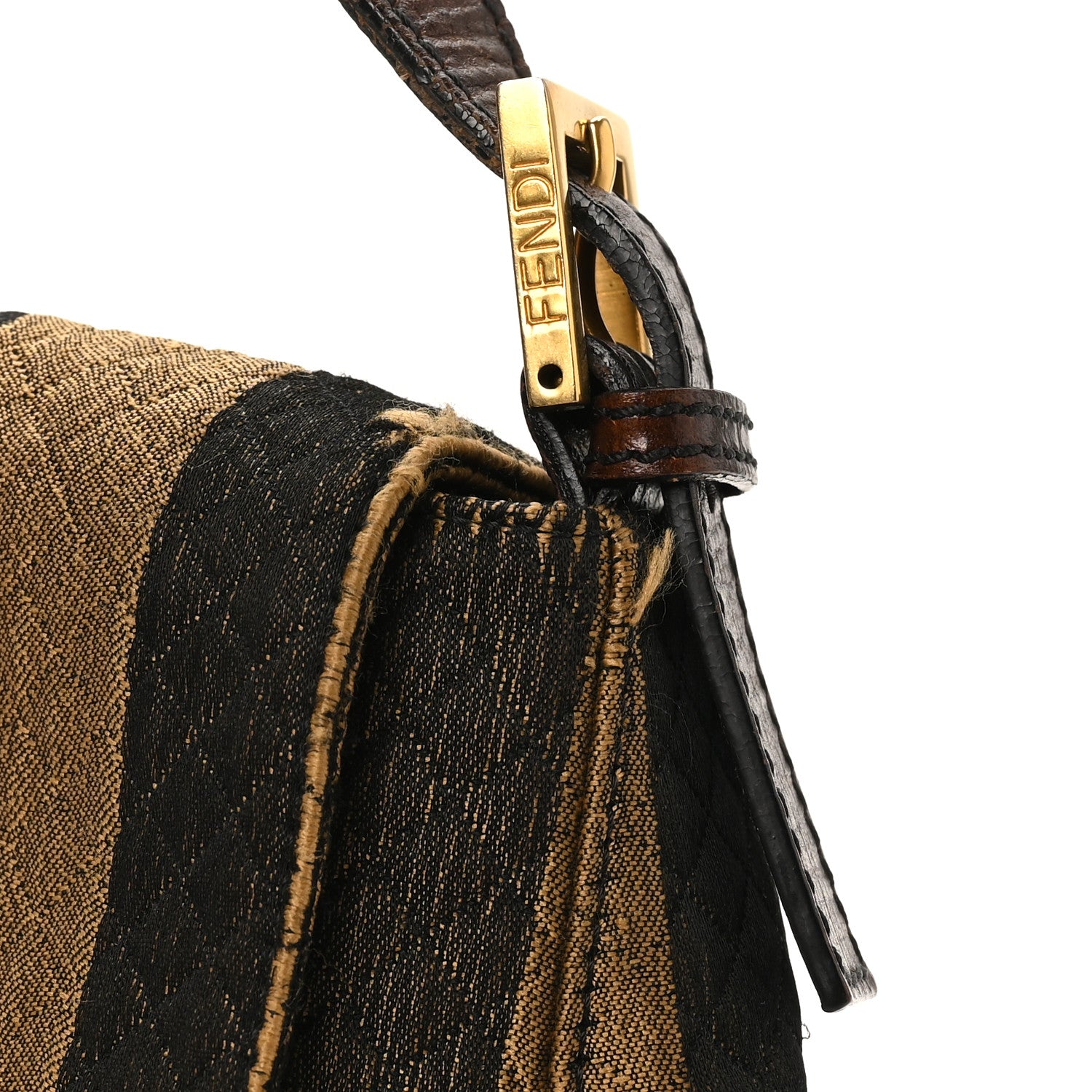 Fendi Quilted Fabric Pequin Forever Mama Baguette Tobacco 10 of 11